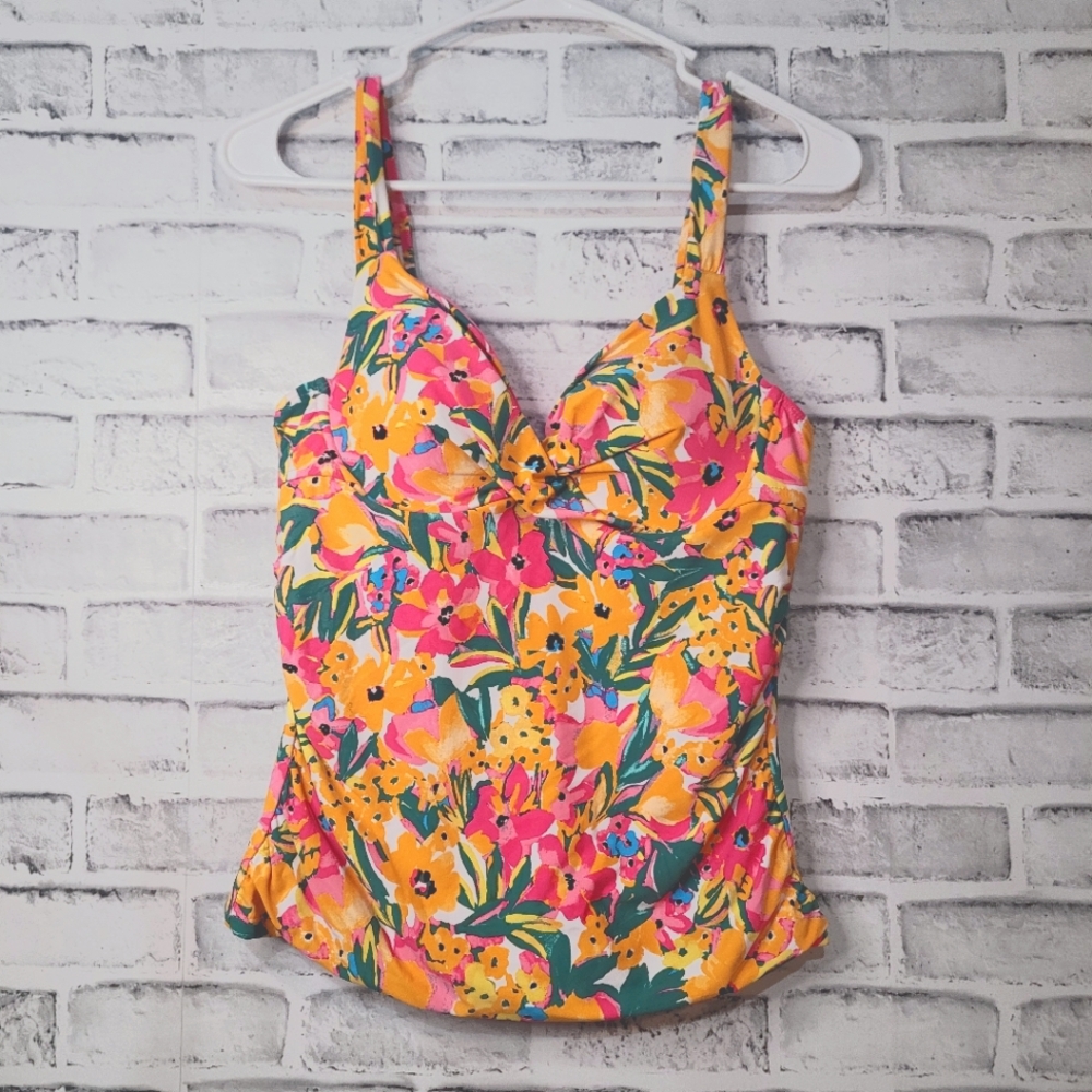 NWOT Anne Cole Signature Sunshine Floral Underwire Twist Tankini Top￼￼